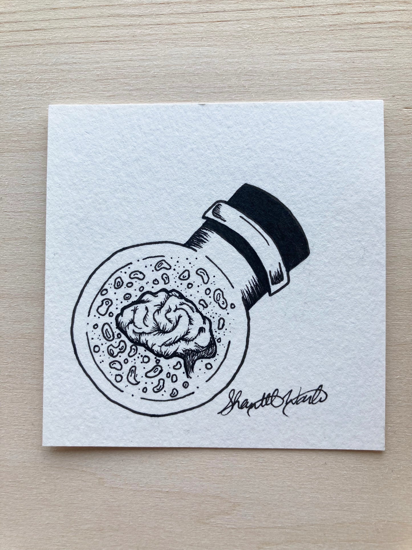 Original ink art Brain in a Bottle