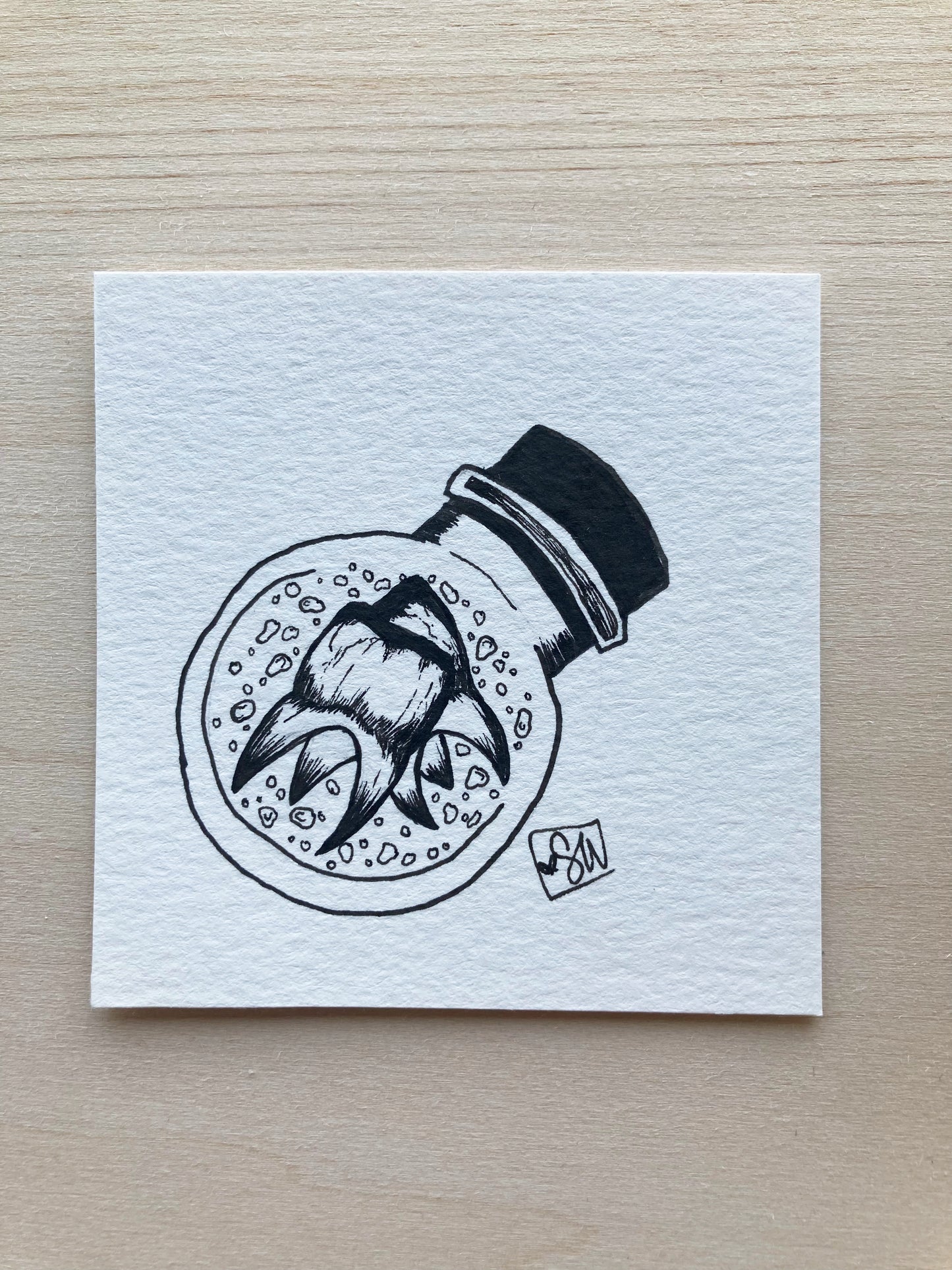 Original ink art Teeth in a Bottle