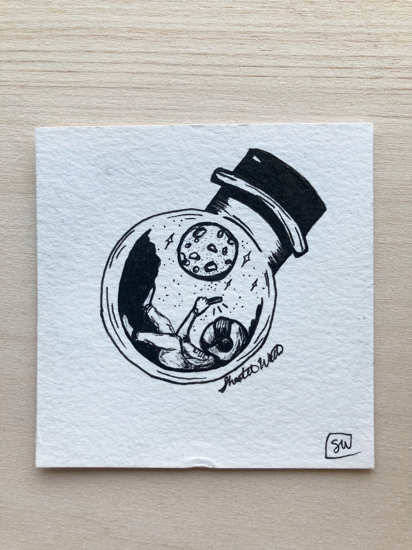 Original ink art Astronaut in a Bottle