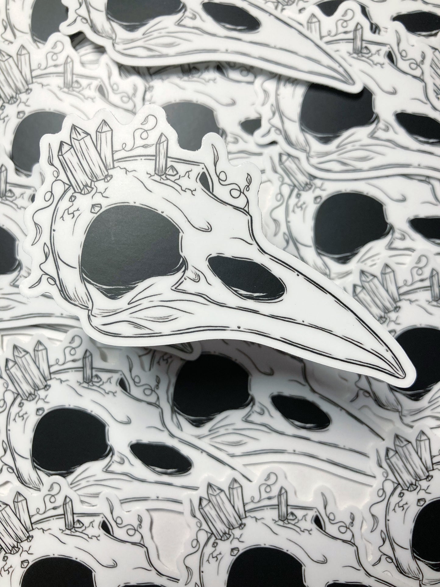 Bird Skull And Crystals Sticker