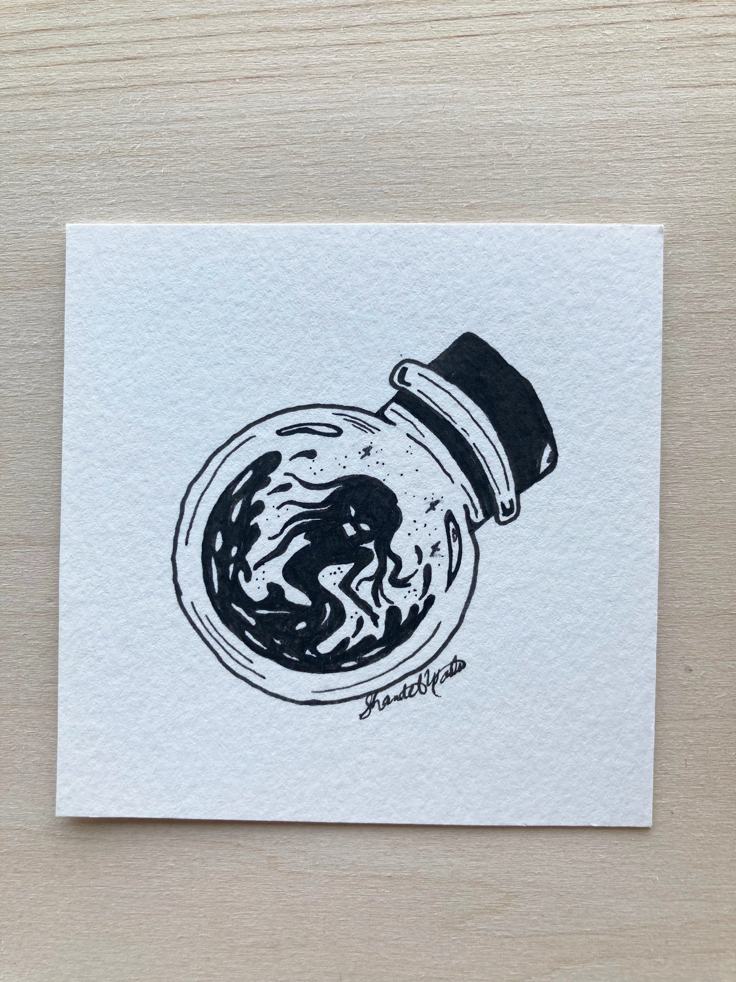 Original ink art Spell in a Bottle
