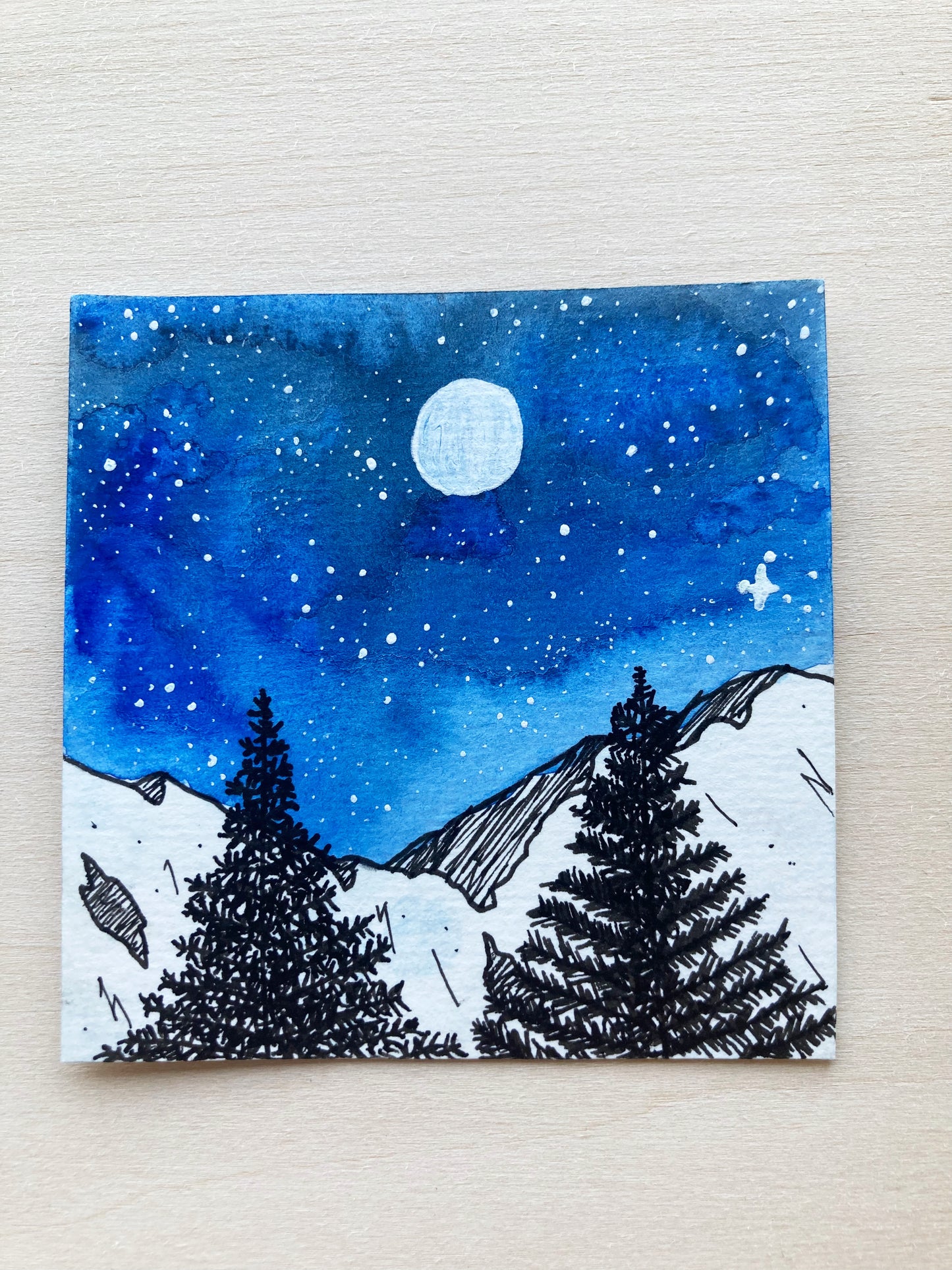 Cold Night Air Mini Watercolor Original