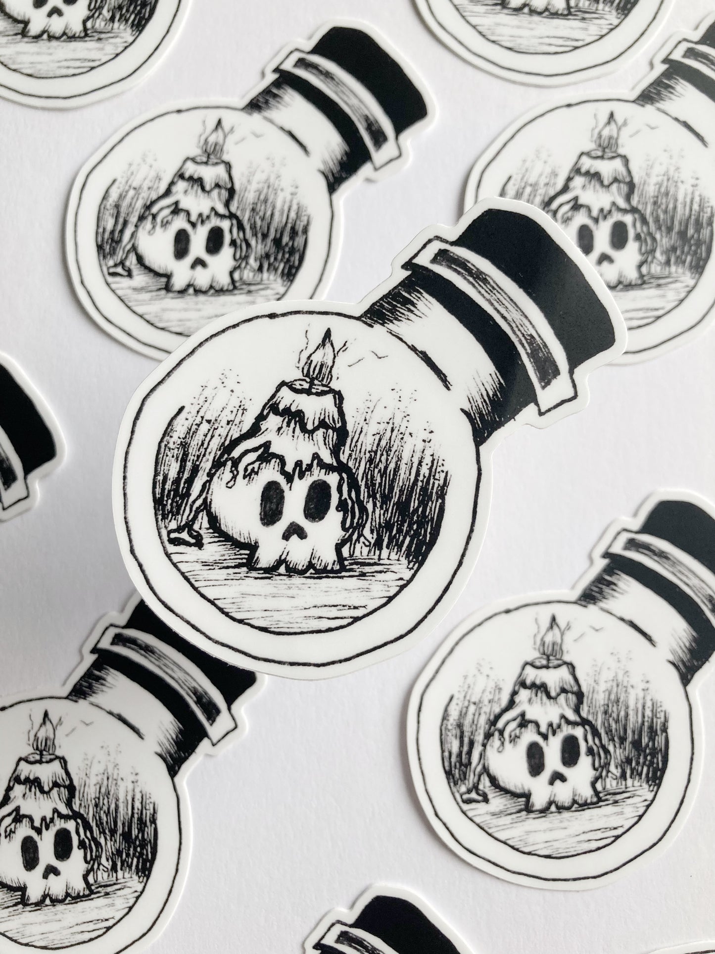 Candle On A Skull In A Bottle Sticker