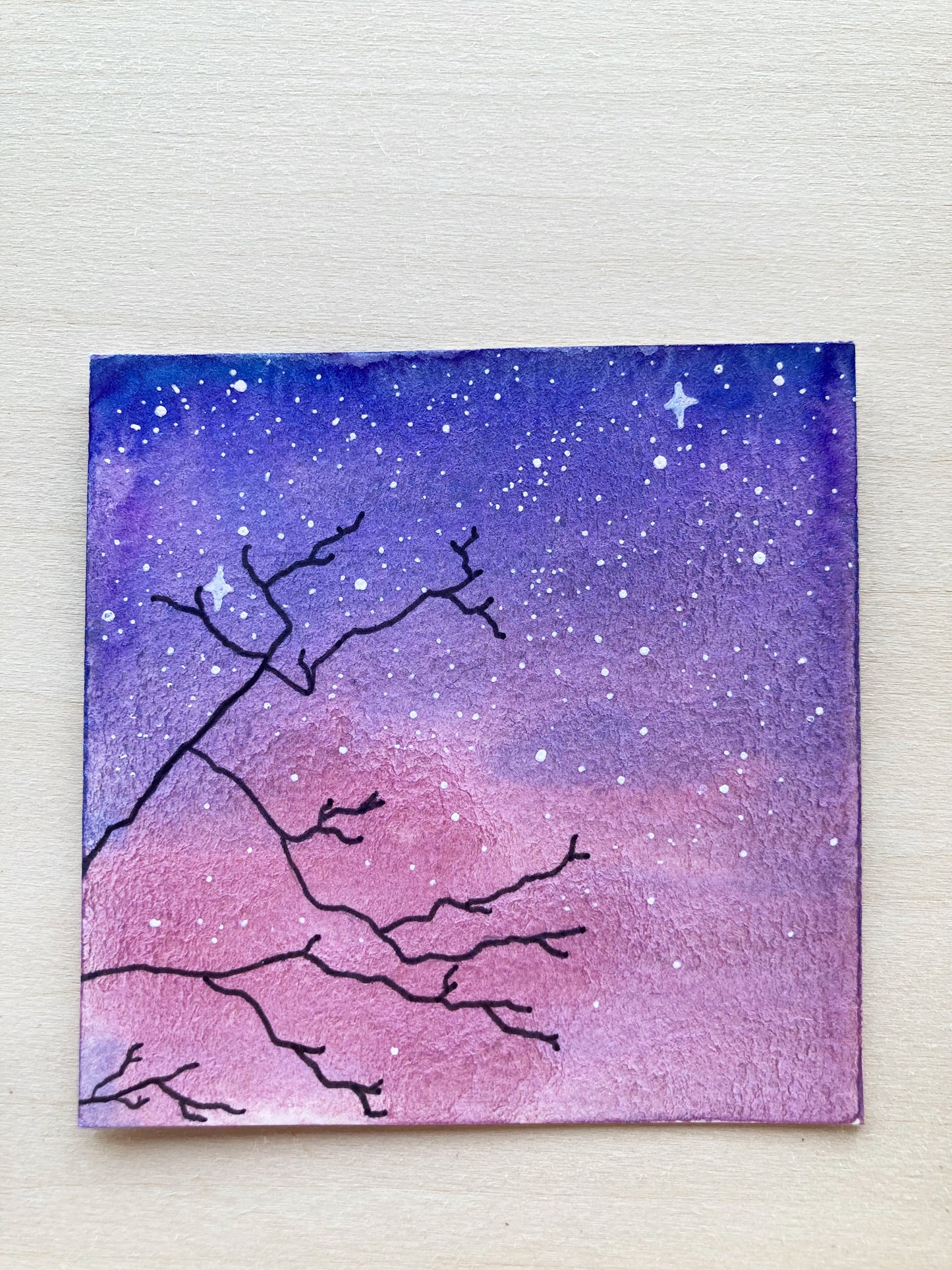 Mini Watercolor Night Sky Painting