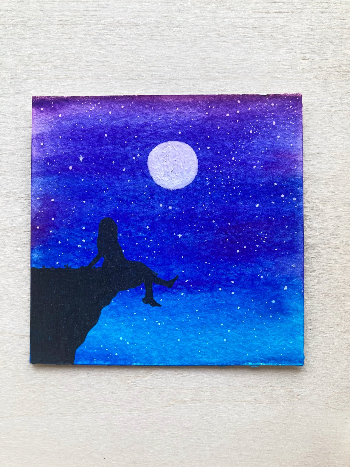 Mini Watercolor Stargazing Painting