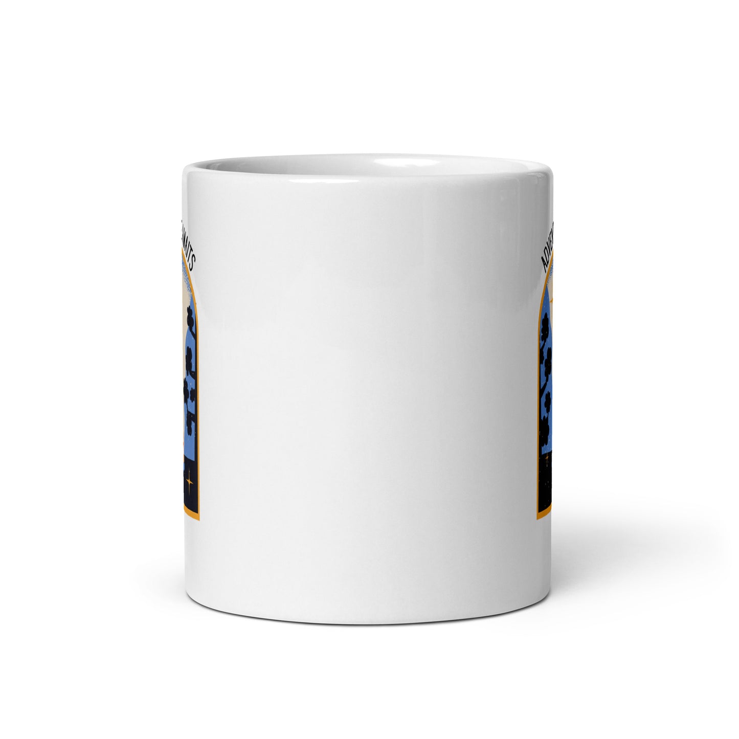 Adventure Awaits White glossy mug