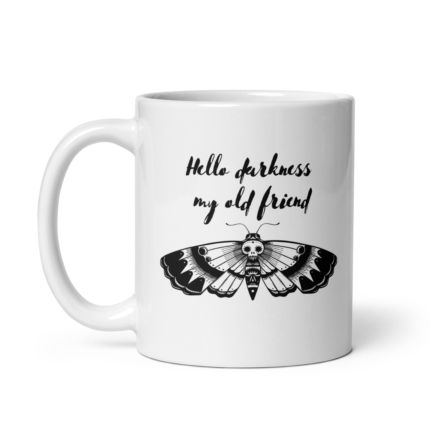 Hello Darkness My Old Friend White glossy mug