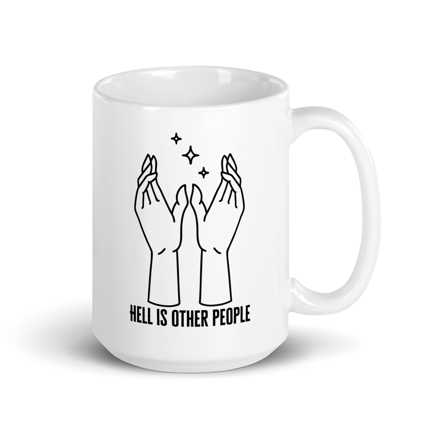 Hell Is Other People White glossy mug