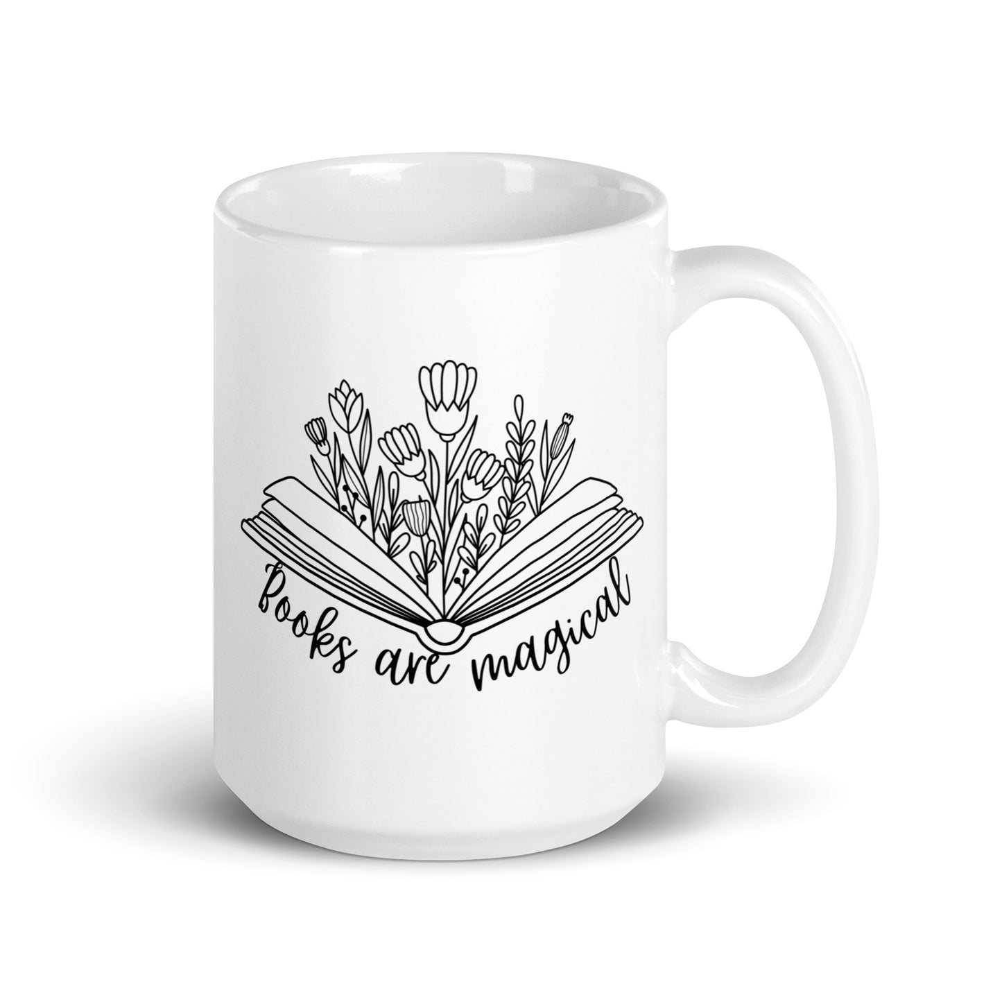 Books Are Magical White glossy mug