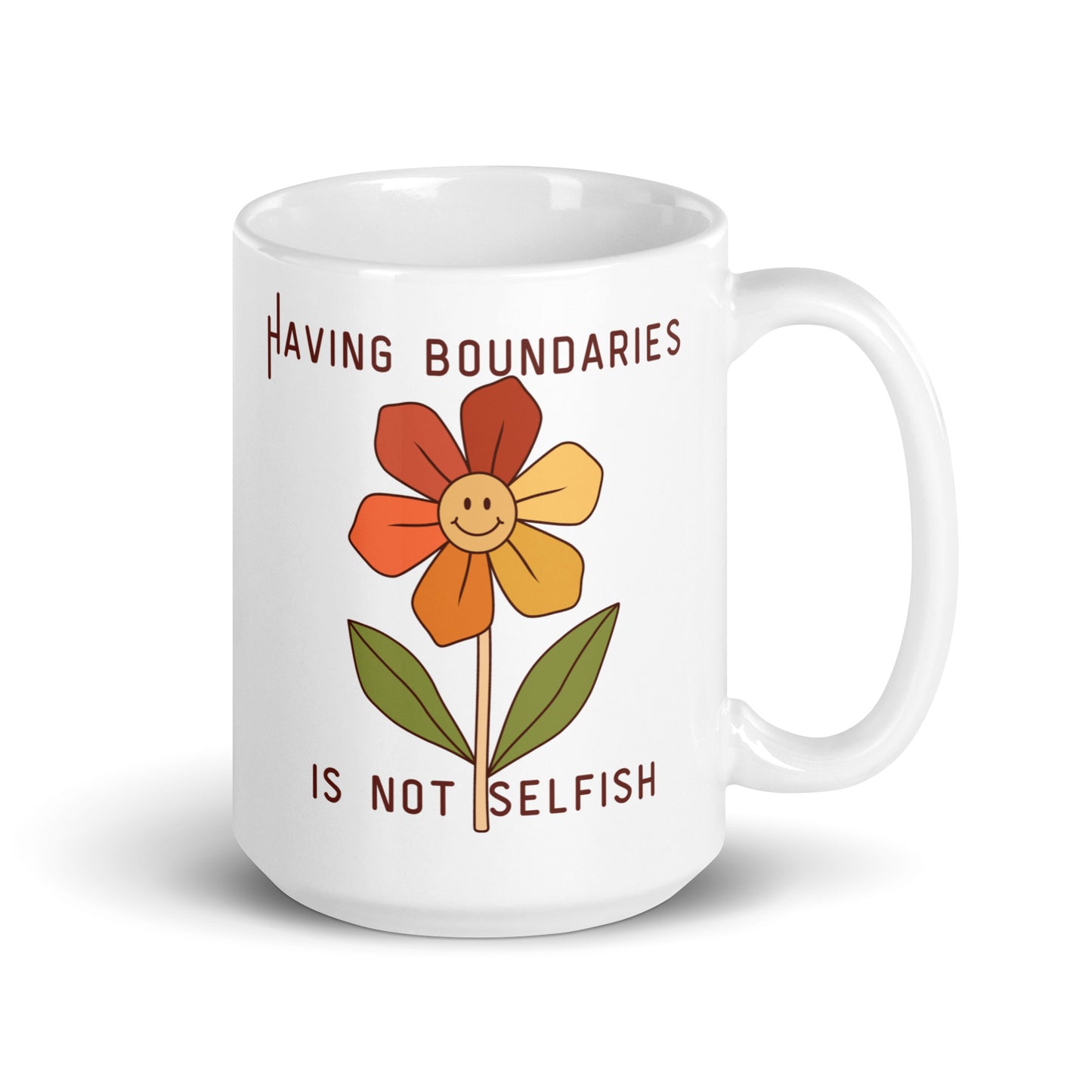 Having Boundaries Is Not Selfish White glossy mug