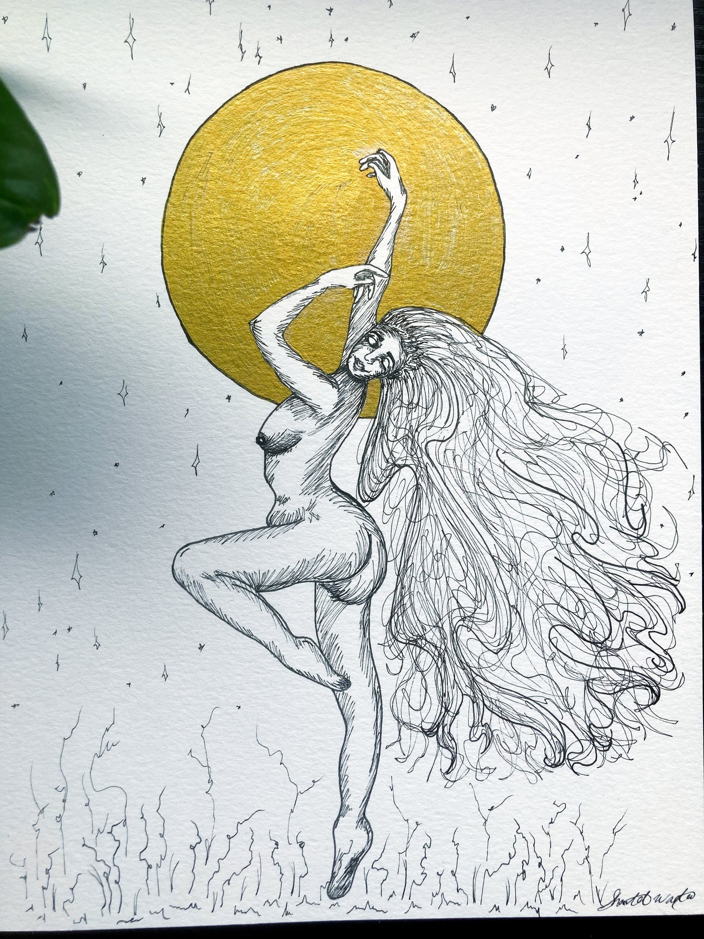 Original Witch Moon Ritual Ink Art