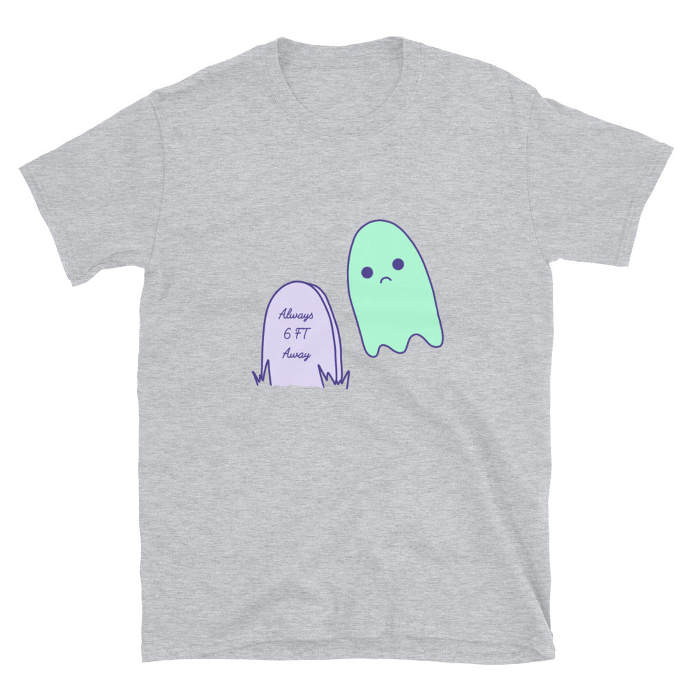 6 Feet Away Sad Ghost Comic Short-Sleeve Unisex T-Shirt