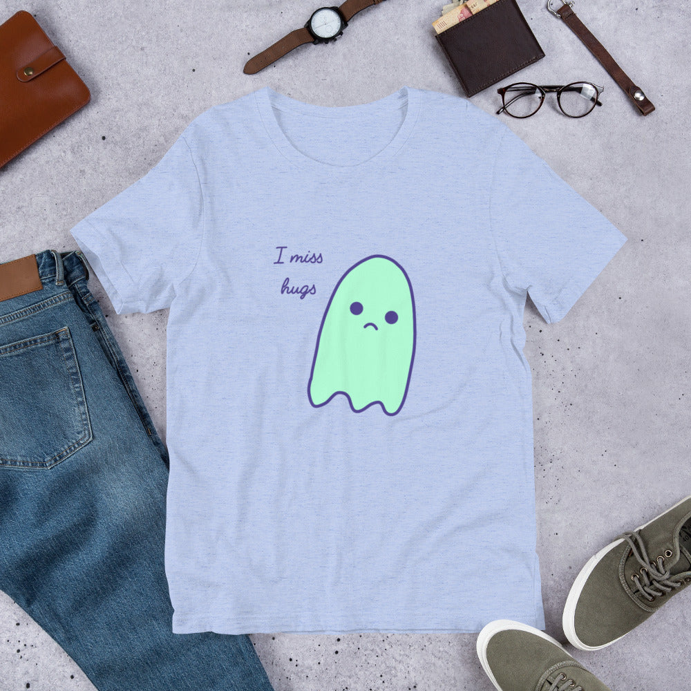 I miss hugs Sad Ghost Comic Short-Sleeve Unisex T-Shirt