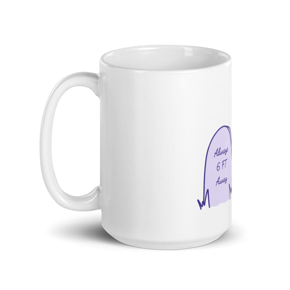 Always 6 feet Away Sad Ghost Comic glossy mug