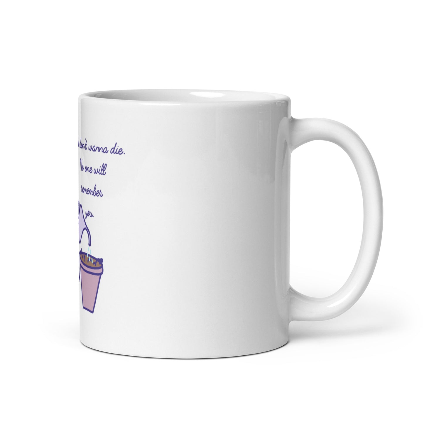 No One Will Remember You Sad Ghost Comic White glossy mug