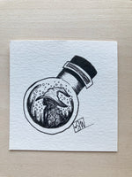 Original ink art Familiar in a Bottle