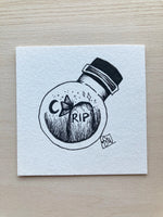 Original ink art Rest In Peace in a Bottle