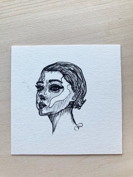 Mini Original Ink Art A Face