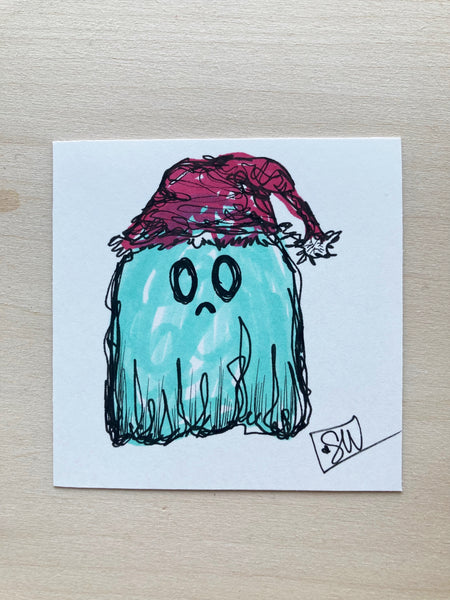 Sad Ghost Santa Hat Original