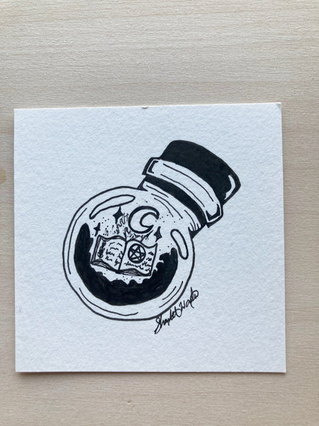 Original ink art Spells in a Bottle