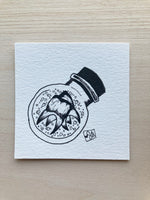 Original ink art Teeth in a Bottle