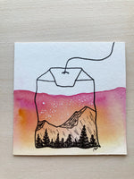 Sunset Tea Mini Watercolor Original