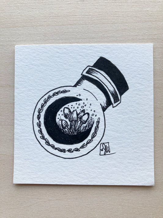 Original ink art Moonlit Magic in a Bottle