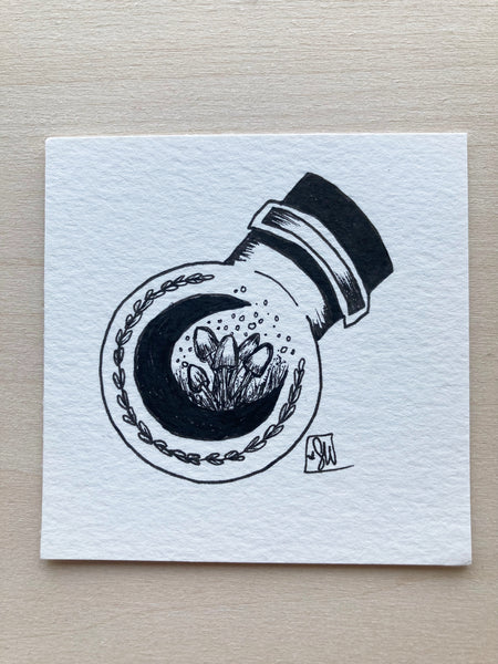 Original ink art Moonlit Magic in a Bottle
