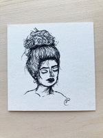 Mini Original Ink Art Messy Hair Don’t Care