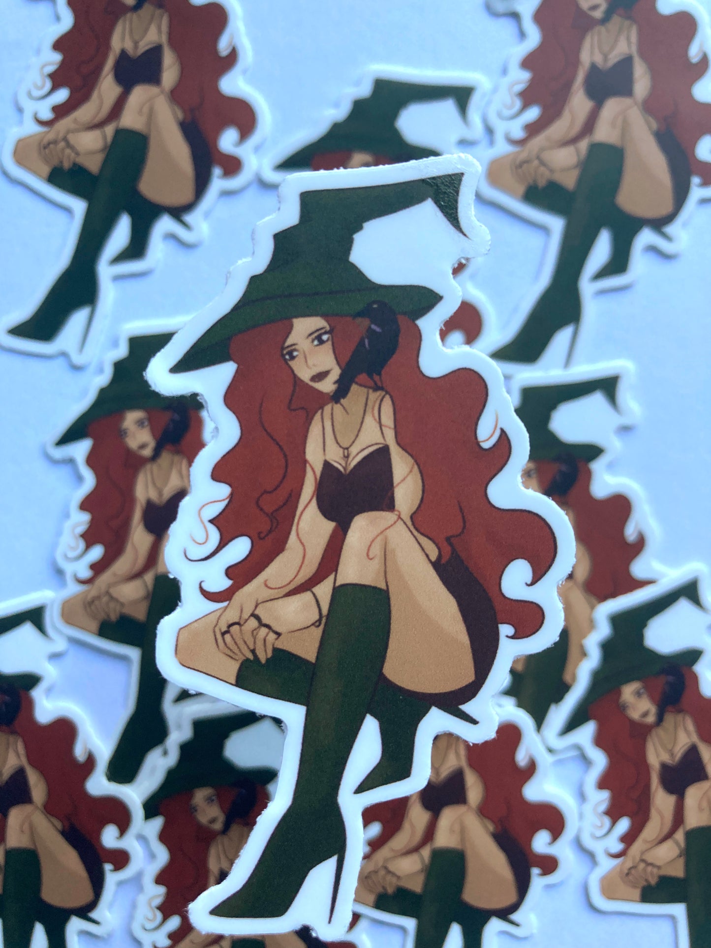 Witch With Crow Familiar Sticker