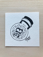 Original ink art Tooth in a Bottle