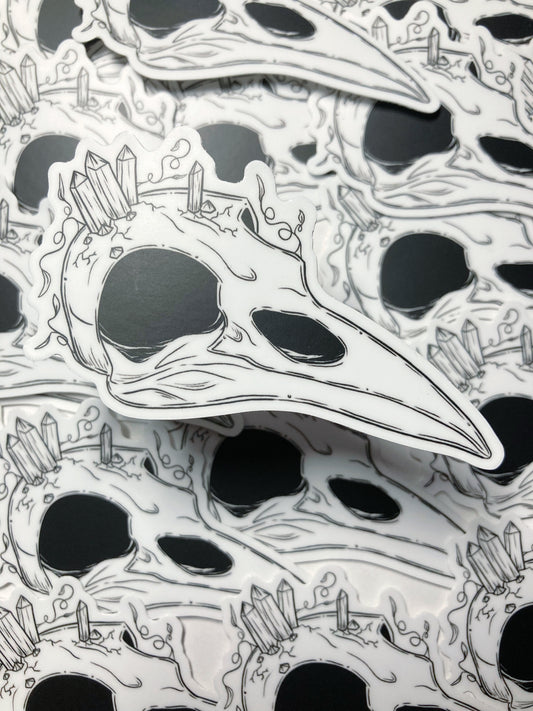 Bird Skull And Crystals Sticker