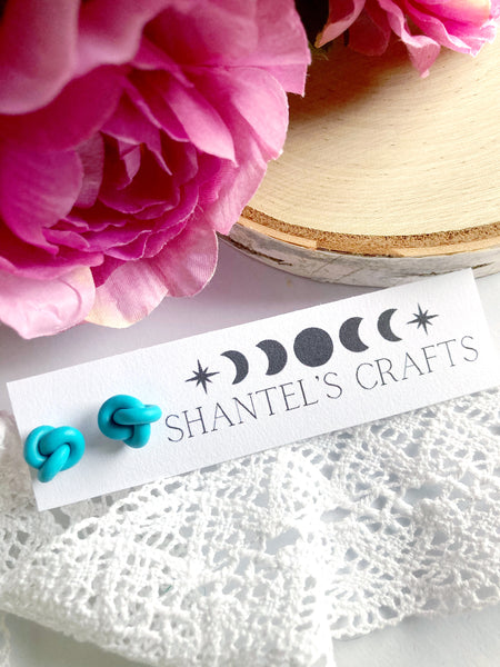 Teal Knot Stud Earrings