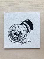 Original ink art Skull in a Bottle