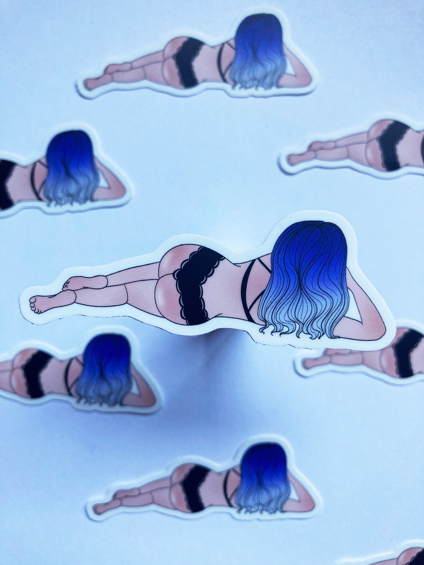 Blue Hair Woman Sticker