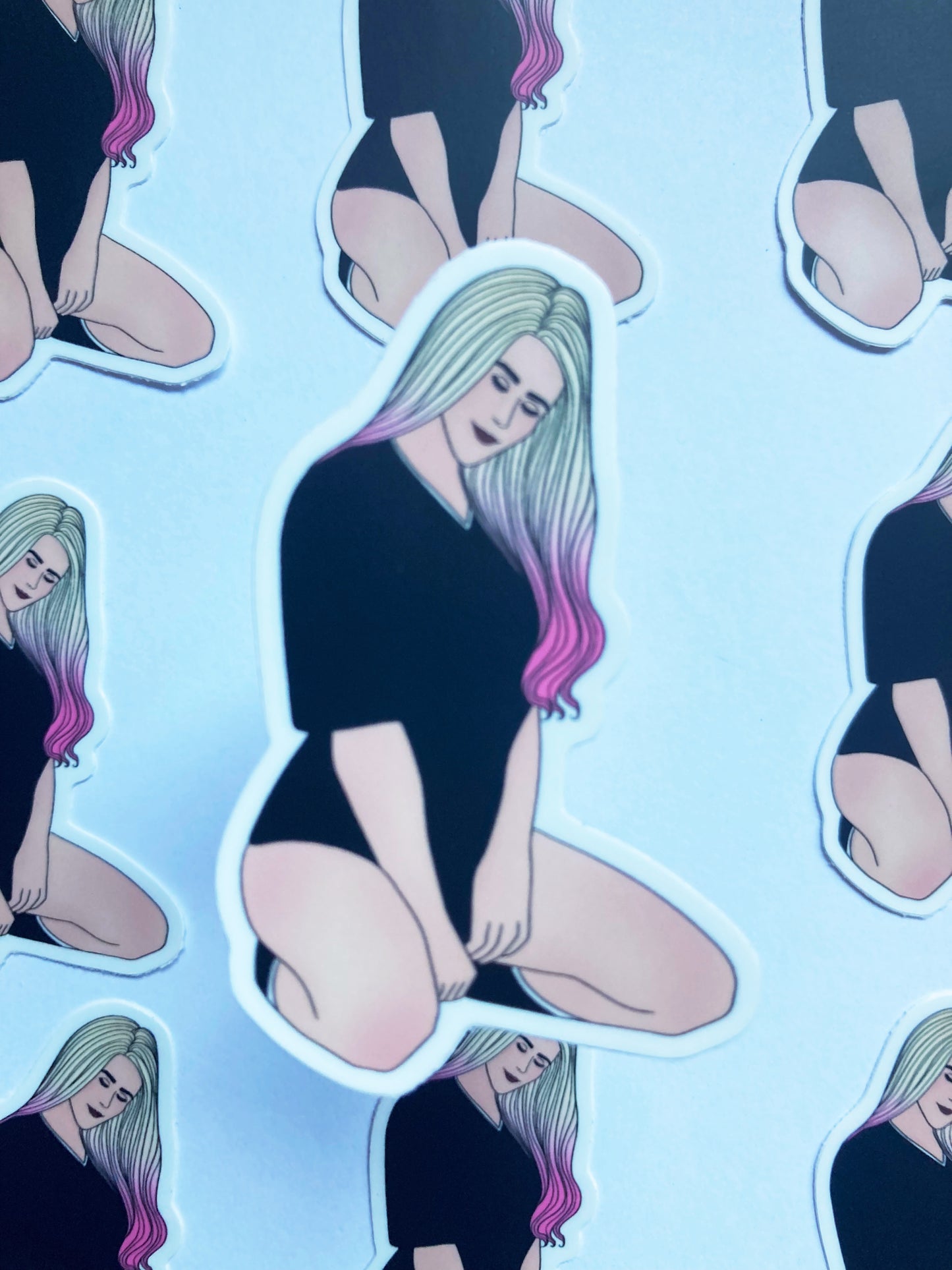 Pink Haired Woman Sticker