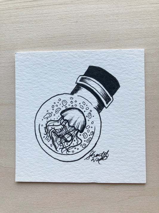 Original ink art Jellyfish in a Bottle