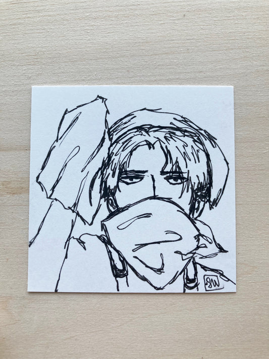 Cleaning Anime Man Mini Original