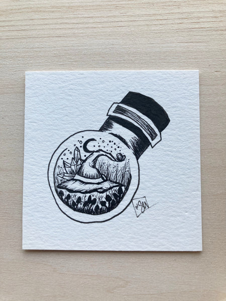 Original ink art Witch Essentials in a Bottle