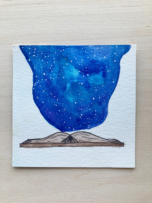 Magical Book Mini Watercolor Original
