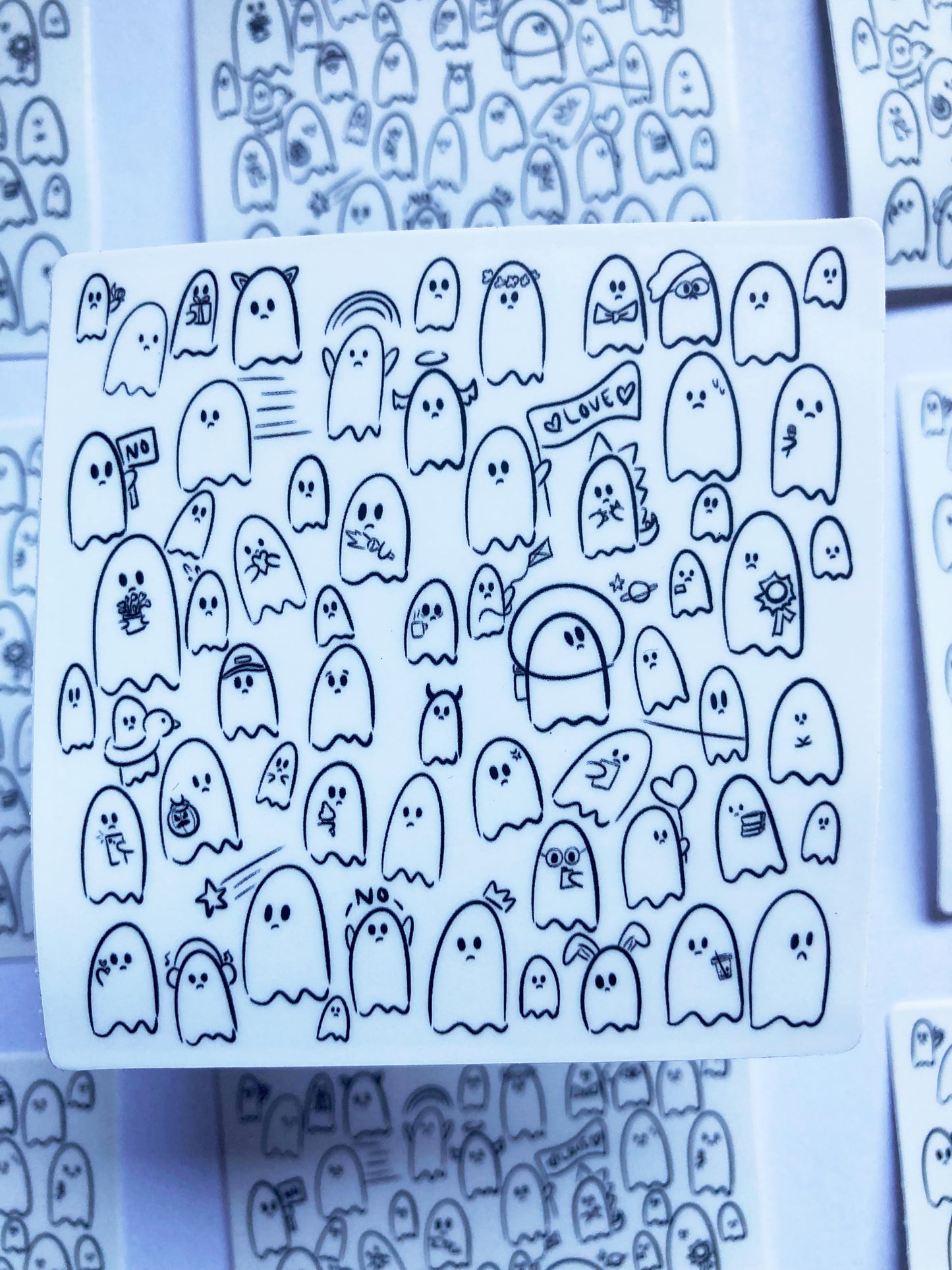 Sad Ghost Doodles Sticker