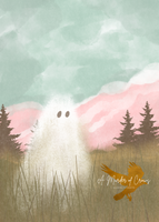 Pastel Sad Ghost Print