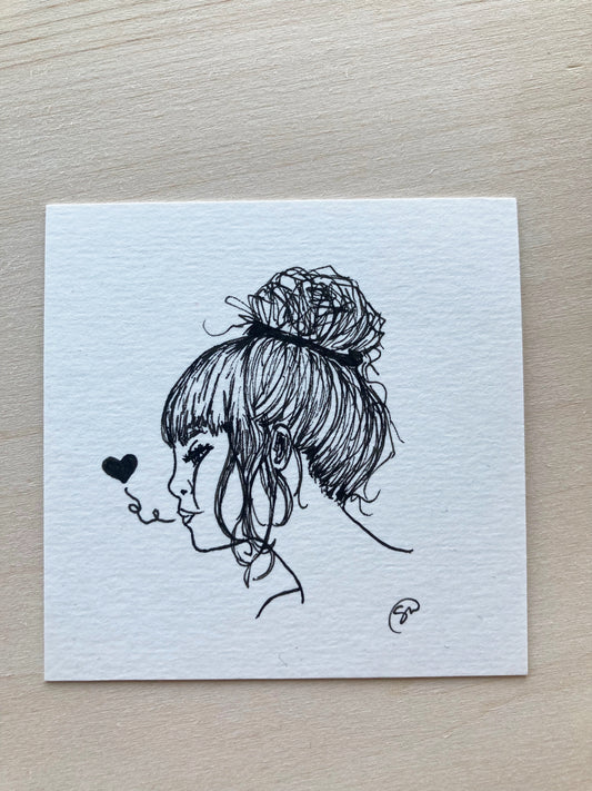 Mini Original Ink Art Kisses