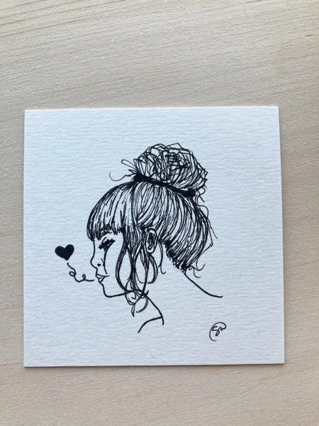 Mini Original Ink Art Kisses