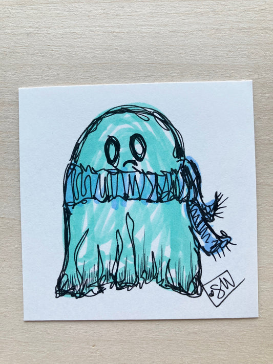 Sad Ghost Bundled With A Scarf Mini Original