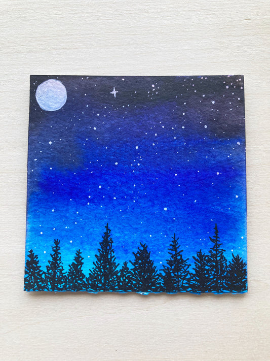 When The World Sleeps Mini Watercolor Original