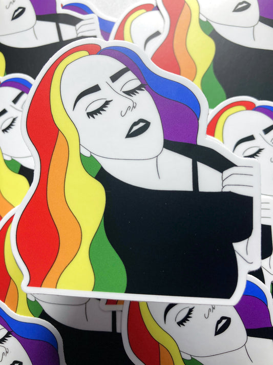 Rainbow Hair Sticker
