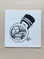 Original ink art Death By TBR in a Bottle