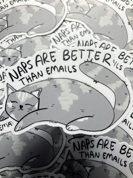Naps Are Better Than Emails Cat Sticker