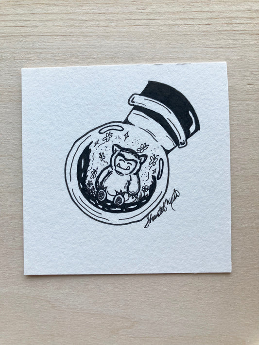Original ink art Sleep in a Bottle